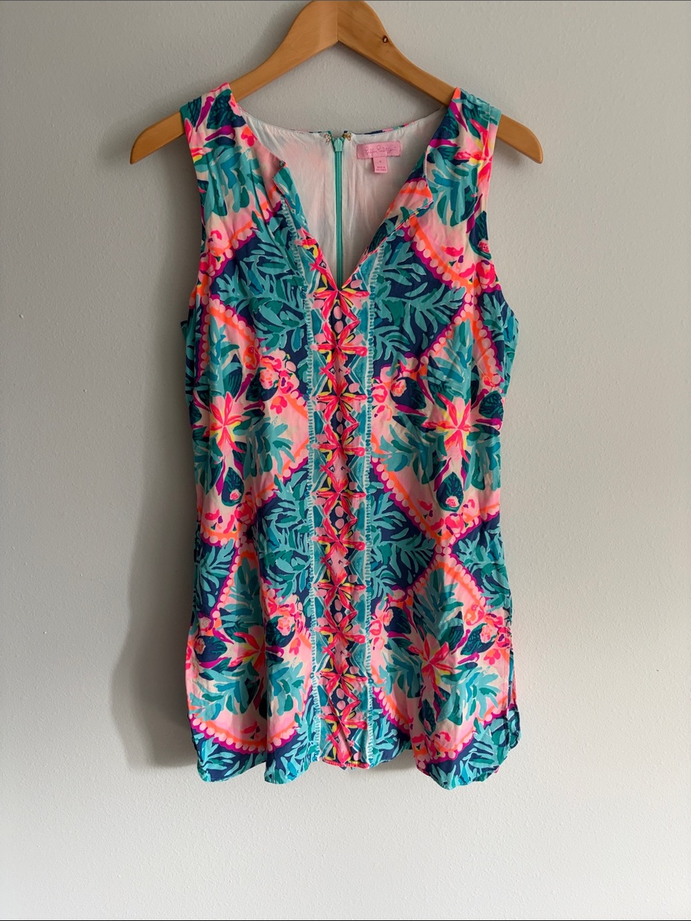 Lilly Pulitzer Teal, Pink & Navy Floral Lace-Up Swim Coverup